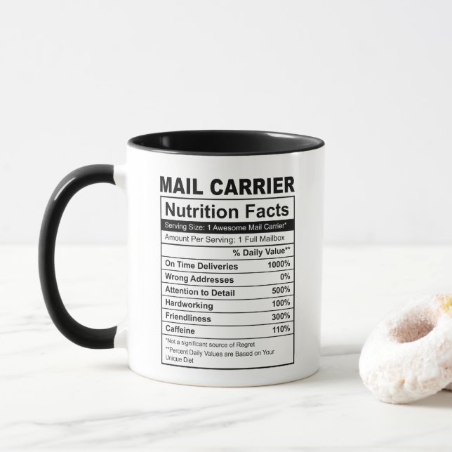 Caneca Awsome Mail Carrier Funny Nutrition Facts Mug (Com Donut)