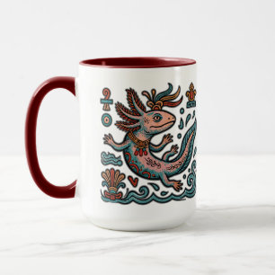 Caneca Axolotl Asteca Xolotl pedra erodida tribal boho ar