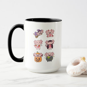 Caneca Axolotl Halloween Devil Pumpkin Vampire Costume