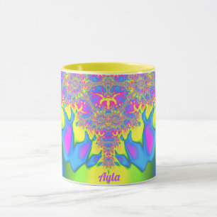 Caneca AYLA ~ Zany 3D Fractal ~ Bonito multicolorido