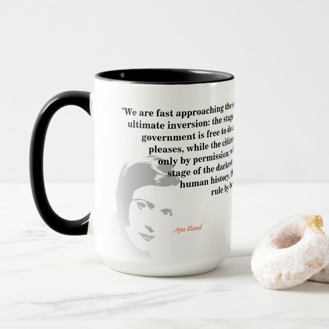 Caneca Ayn Rand Citação Sobre A Inversão Mais Avançada (Com Donut)