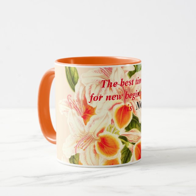 Caneca Azalea magnífica, laranja floral (Frente Esquerda)