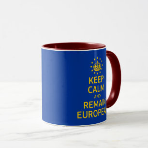Caneca Azul Amarelo Engraçado Mantenha Calma Coroa Europa