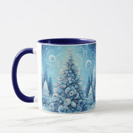 Caneca Azul-árvore de Natal Impressionante e Impressionan