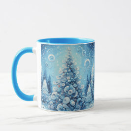 Caneca Azul-árvore de Natal Impressionante e Impressionan