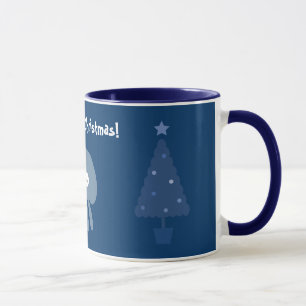 Caneca azul bonito & subtil das árvores das medus