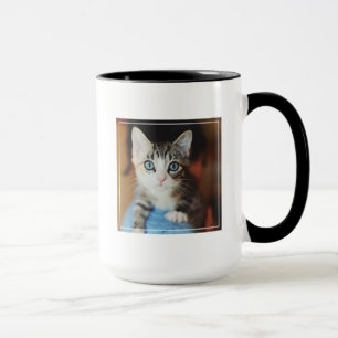 Caneca Azul brilhante gatinho Eyed