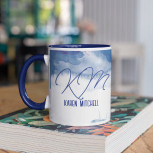 Caneca Azul-Café Mug Monograma-Molhado