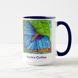 Caneca azul da borboleta de Morpho