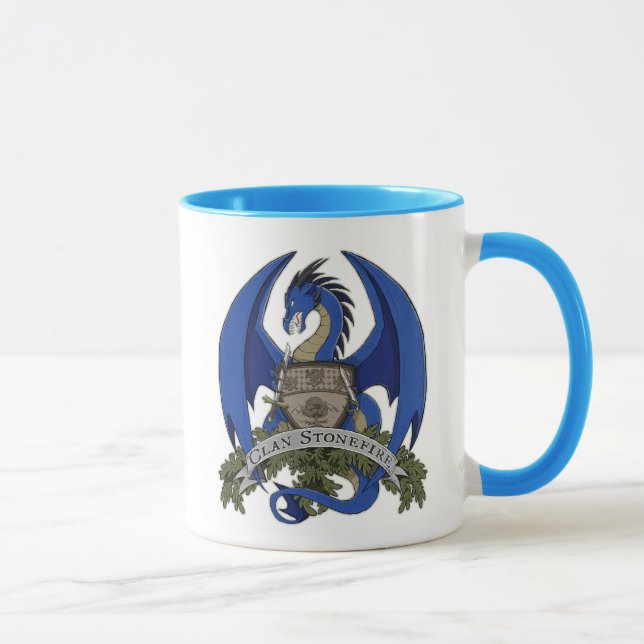 Caneca azul da crista do dragão de Stonefire (Direita)