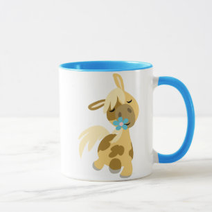 Caneca azul da flor e do pônei
