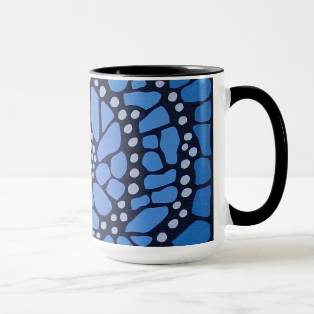 Caneca azul da mandala da borboleta (Direita)