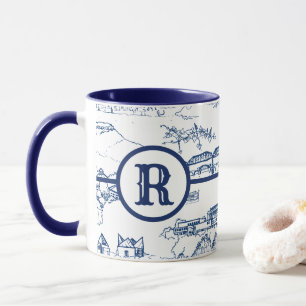 Caneca Azul de Chattanooga Toile do monograma