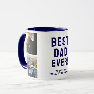 Caneca Azul de Colagem de Fotografias do Melhor Pai Ever