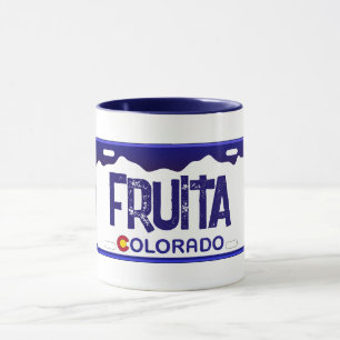 Caneca azul de matrícula Fruita Colorado