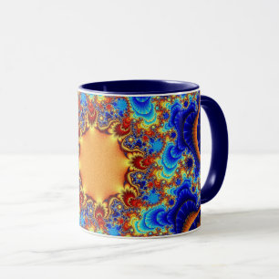 Caneca Azul de tendência, laranja e amarelo