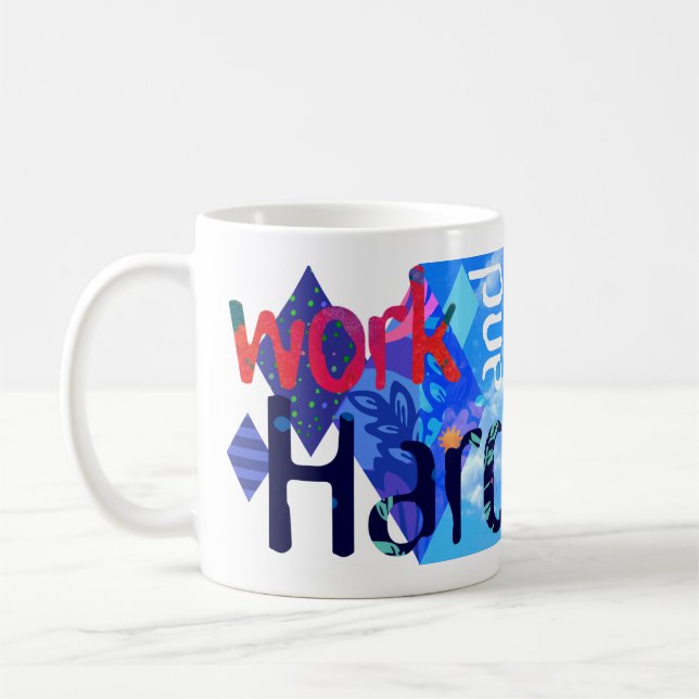 Caneca azul de "Work&Be" (Esquerda)