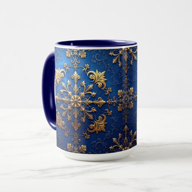 Caneca Azul Decorativa de Férias (Frente Esquerda)