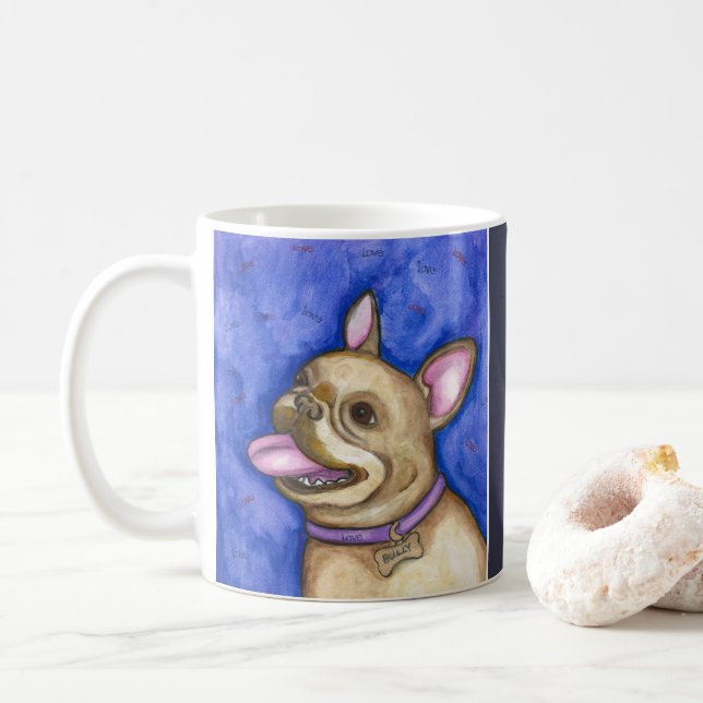 Caneca azul do buldogue francês (Com Donut)