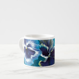 Caneca azul do café da arte dos Pansies