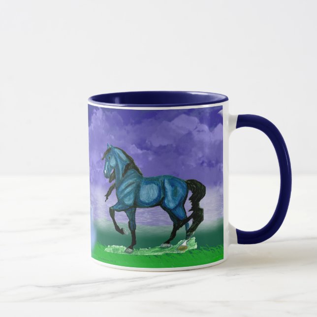 Caneca azul do cavalo de Paso Fino (Direita)