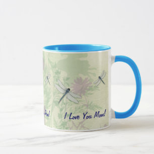 Caneca azul do dia das mães da libélula