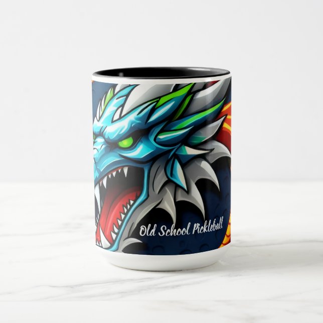 Caneca azul do Dragão do Pickleball Old School (Centro)