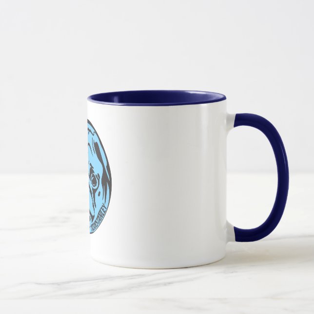 Caneca azul do Pug (Direita)