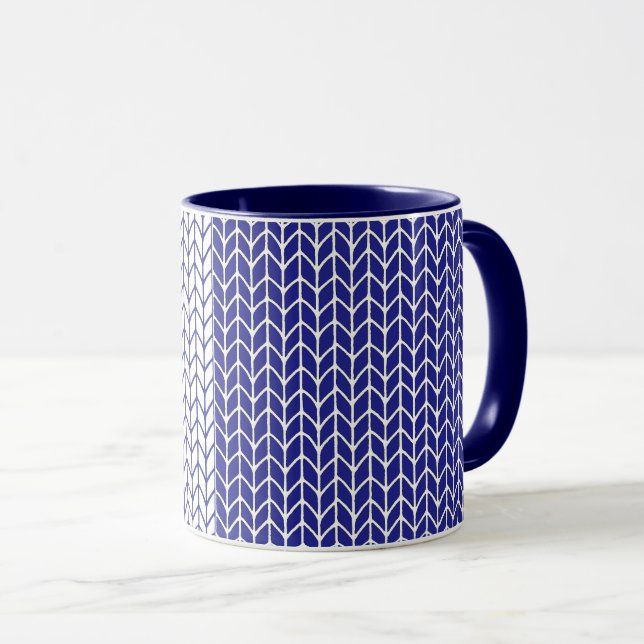 Caneca Azul e Branco Combo Navy Knit (Frente Esquerda)