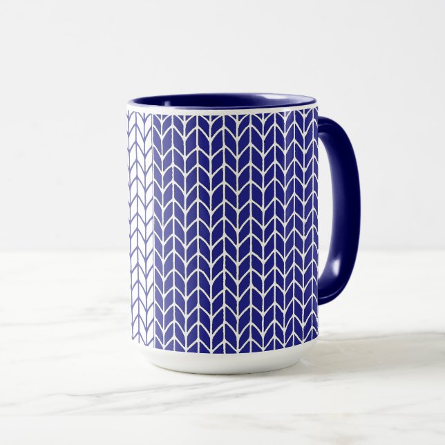Caneca Azul e Branco Combo Navy Knit (Frente Esquerda)