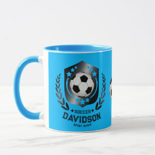 Caneca Azul e Preto Personalizado Futebol Texto Personali