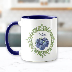 Caneca Azul elegante nome verde de mirtilo