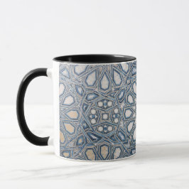 Caneca Azul Fresco e Azulejo Branco Padrão Geométrico