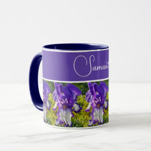 Caneca Azul Íris Flor Floral Mulher Nome Mug