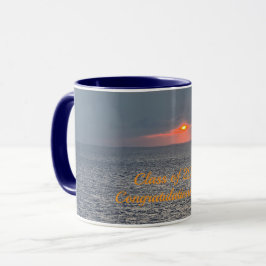 Caneca Azul & Laranja, Pôr do Sol, Parabéns Mug
