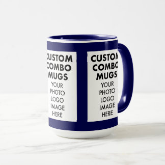 Caneca Azul Marinho 4:6 Quadro 3 x Logo Foto Grande Combo