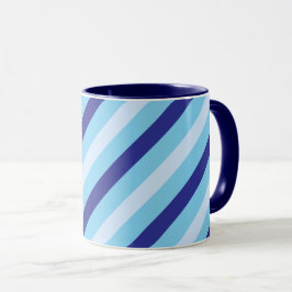 Caneca Azul Marinho, Branco E Turquesa, Em Linho