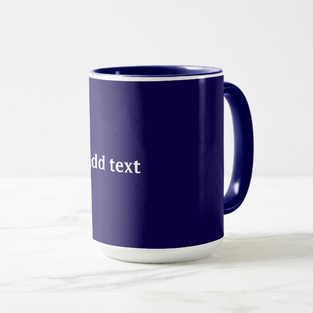 Caneca Azul marinho cor sólida, texto branco, (Frente Esquerda)