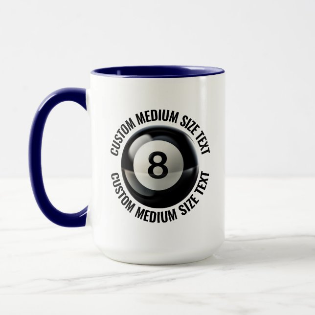 Caneca Azul Marinho Médio Combo 15oz Personalizado Bola 8 (Esquerda)