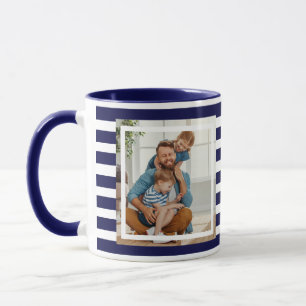 Caneca Azul Marinho Moderno minimalista & Listras Brancas