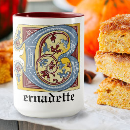 Caneca Azul Medieval e Vermelho Ivy Iluminado - Letra B