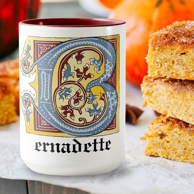 Caneca Azul Medieval e Vermelho Ivy Iluminado - Letra B (Criador carregado)