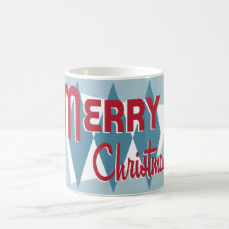 Caneca azul moderna do Natal do meio século retro