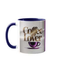 Caneca Azul Roxa Moderna Amante de Café