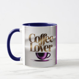 Caneca Azul Roxa Moderna Amante de Café