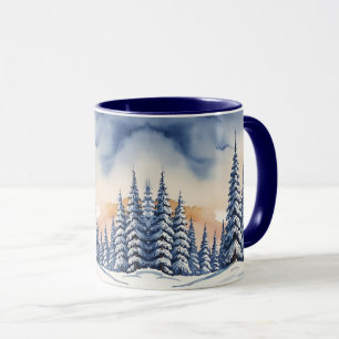 Caneca Azul, simples, pinheiro moderno Aurora