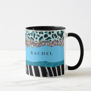 Caneca Azul Turquesa Moderno Glam Retro Feminino