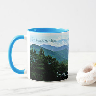 Caneca Azul Verde Personalizada das Montanhas Somb