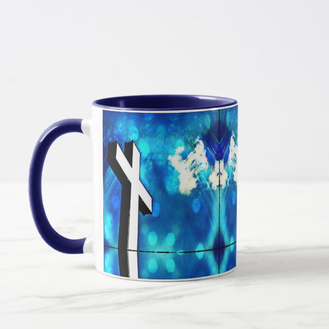 Caneca Azulejo cerâmico do céu azul-Santo (Esquerda)