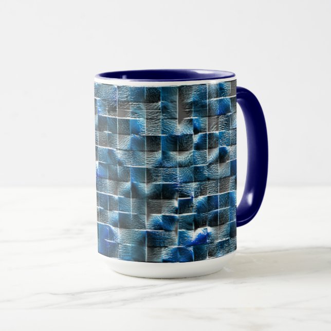 Caneca Azulejo de cerâmica rústica de cinza virtual com f (Frente Esquerda)